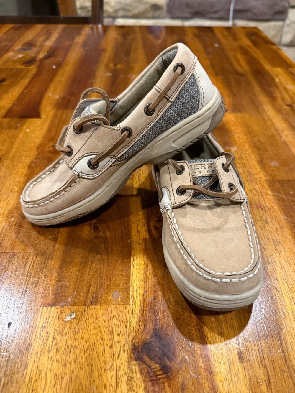 Sperry Kids Tan Lace-Up Boat Shoes